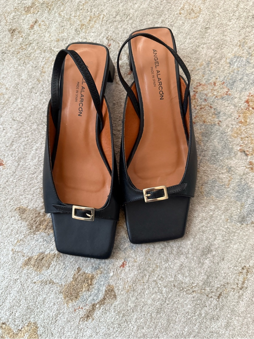 ㅤꨄ︎ NWOT Angel Alarcon black Square-Toe Slingback Heels - handmade in Spain - Picture 3 of 7